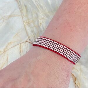 Victoria’s Secret Red Band Bracket with Silver Crystal Sparkles‎ Adjustable